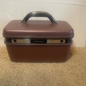 VINTAGE Samsonite Silhouette 4 Train Case Mauve Rose Train Mirror Pocket No Key